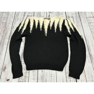 Vintage‎ Epitomé Womens Angora Lambswool Black Cream Dripping Icicle Sweater L